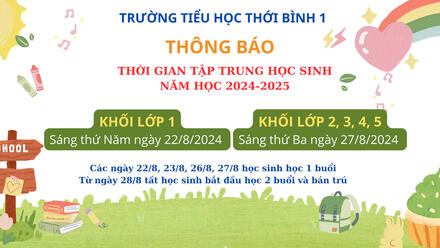 THỜI GIAN TẬP TRUNG HỌC SINH NĂM HỌC 2024 - 2025